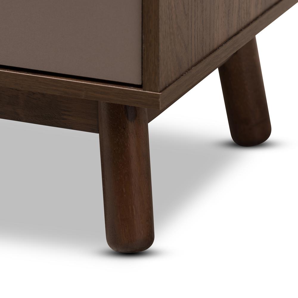 Walnut Brown and Grey Two-Tone Finished Wood Nightstand. Picture 17