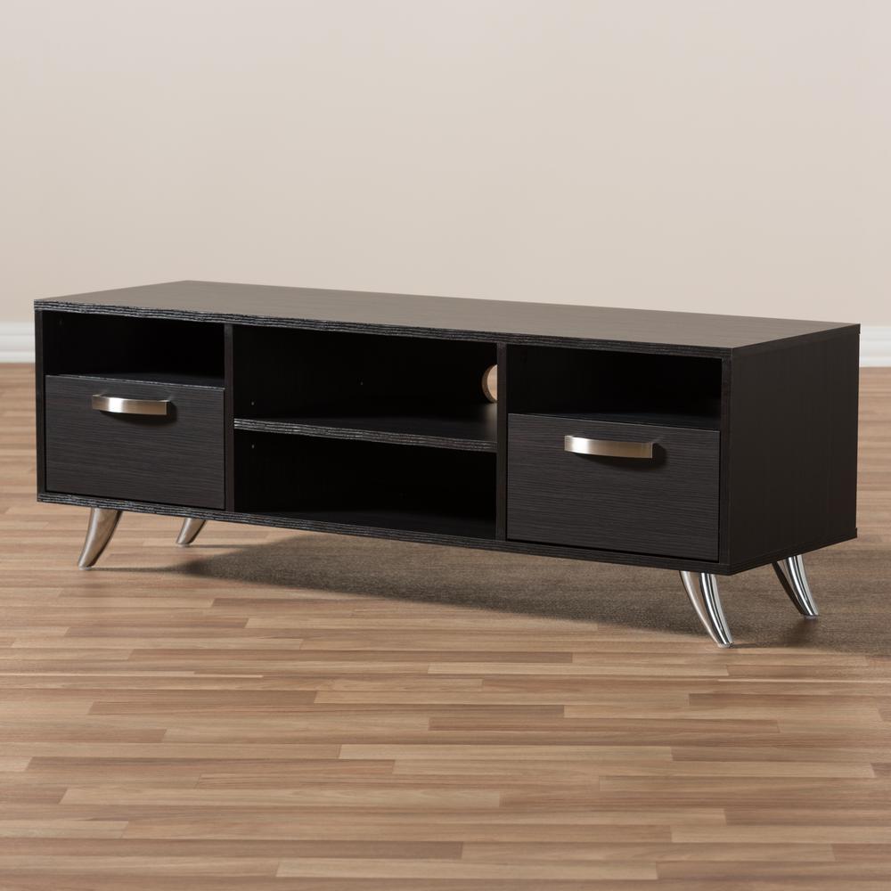 Warwick Modern and Contemporary Espresso Brown Finished Wood TV Stand. Picture 21
