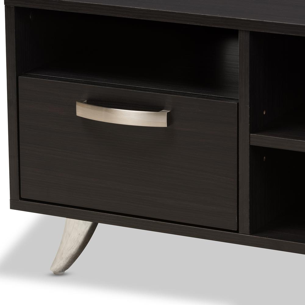 Warwick Modern and Contemporary Espresso Brown Finished Wood TV Stand. Picture 17