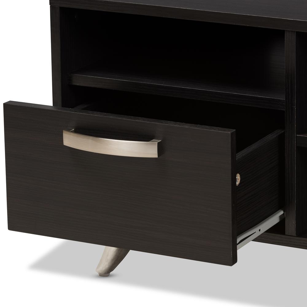 Warwick Modern and Contemporary Espresso Brown Finished Wood TV Stand. Picture 18