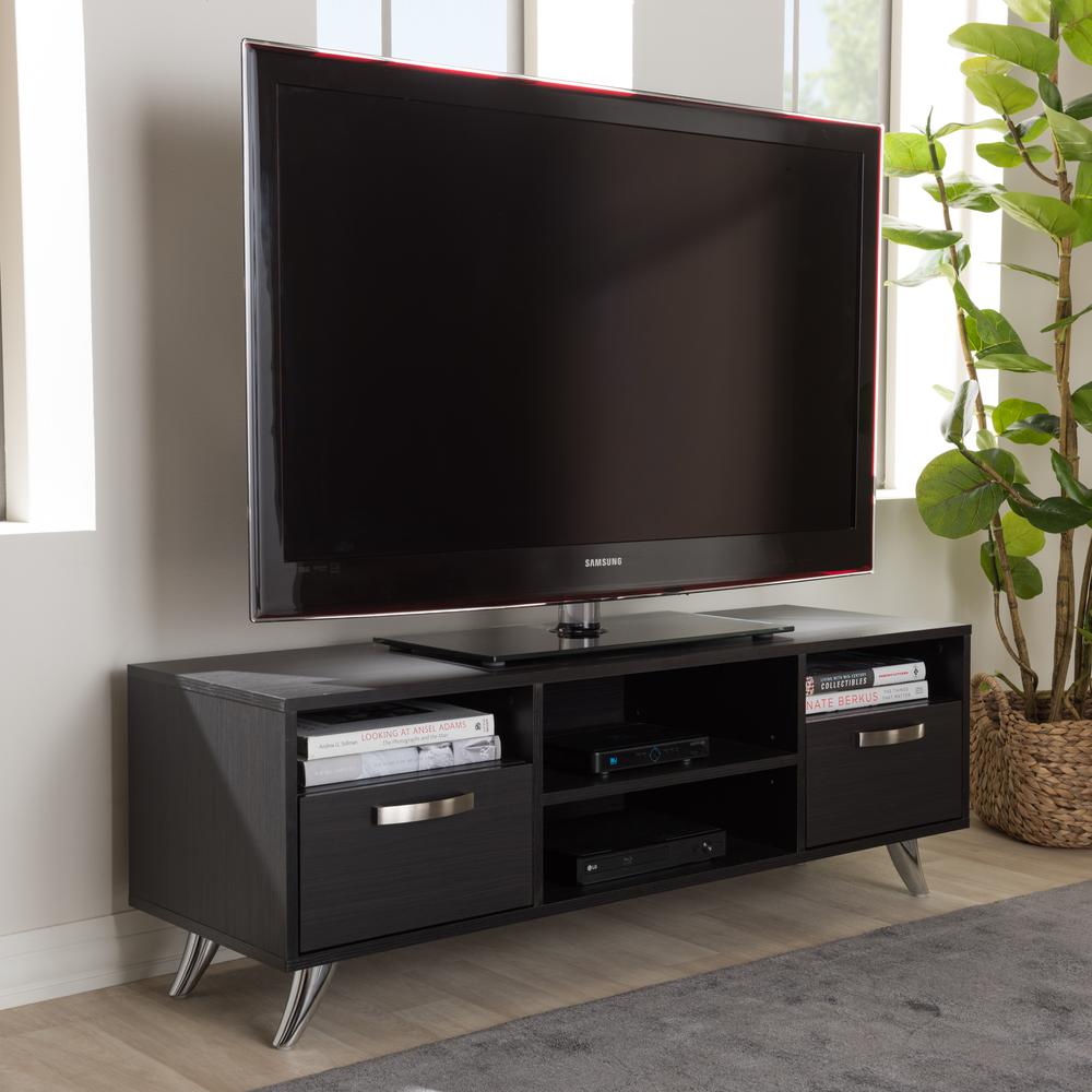 Warwick Modern and Contemporary Espresso Brown Finished Wood TV Stand. Picture 10