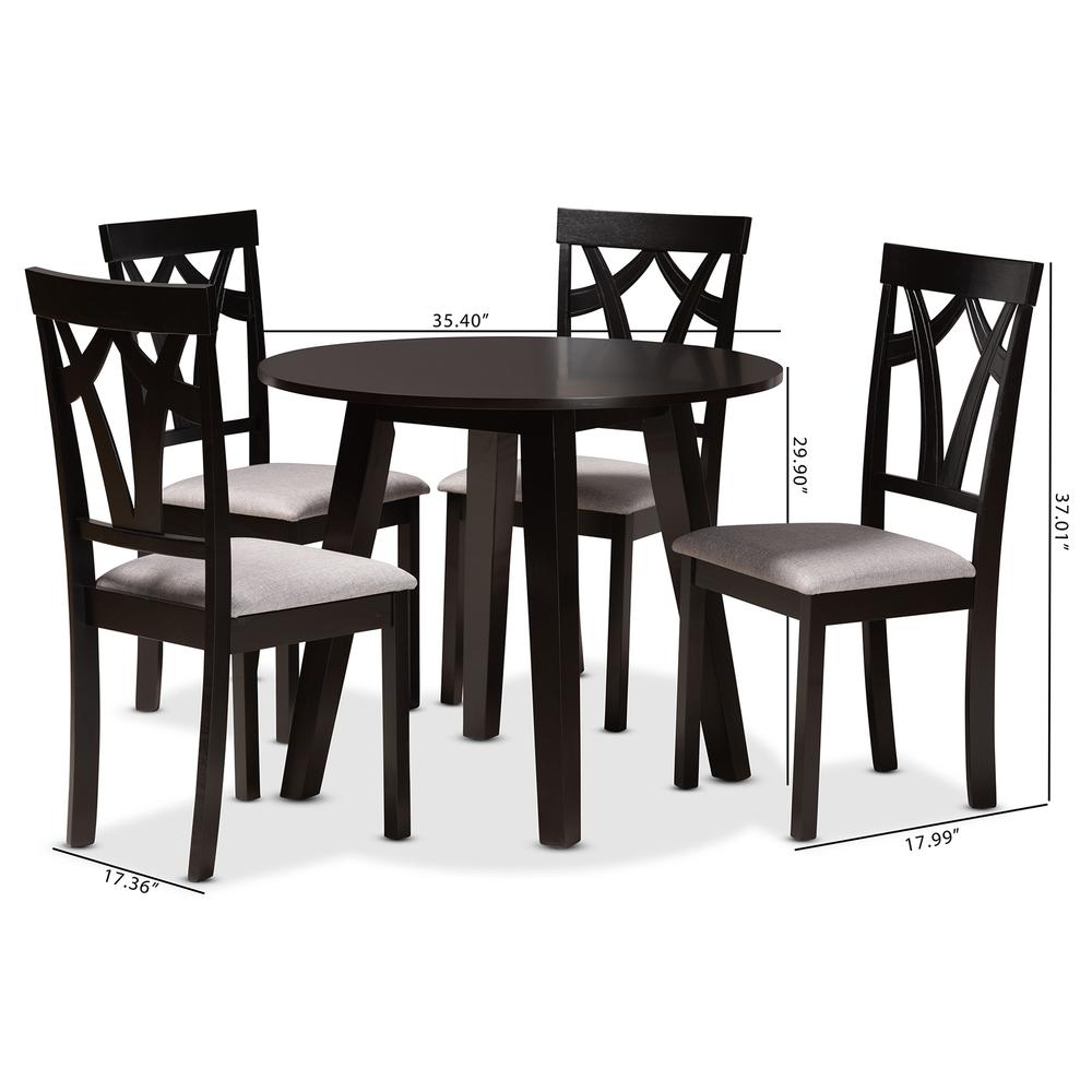 Dark Brown Finished Wood 5-Piece Dining Set. Picture 20