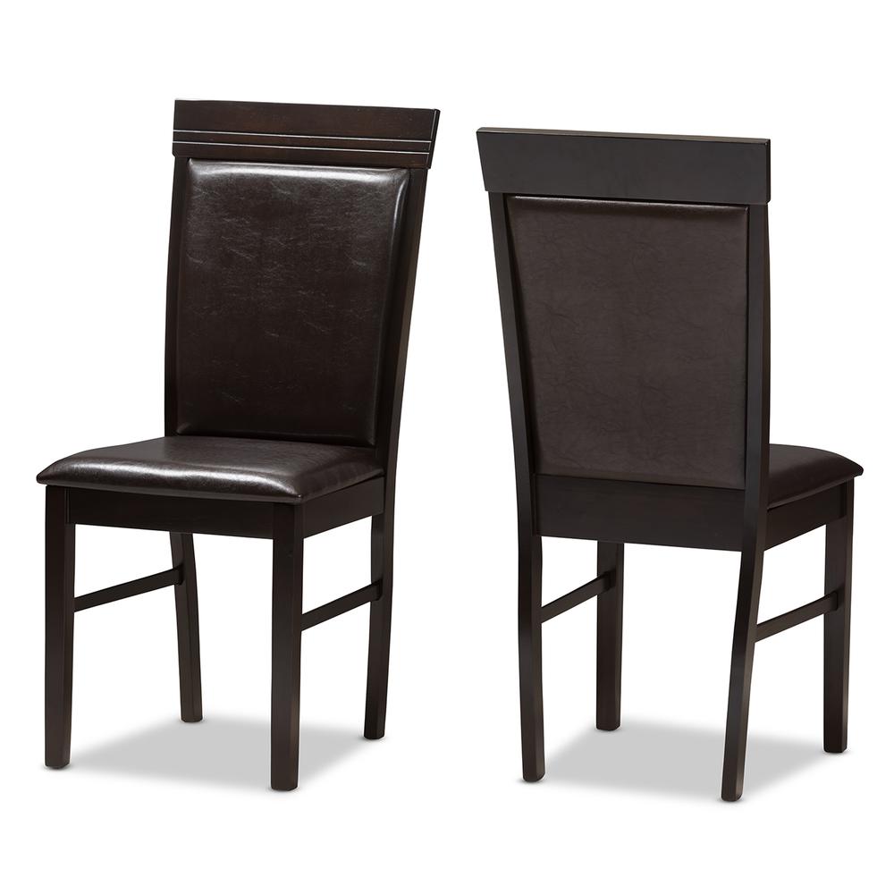 Dark Brown Faux Leather Upholstered 5-Piece Dining Set. Picture 9