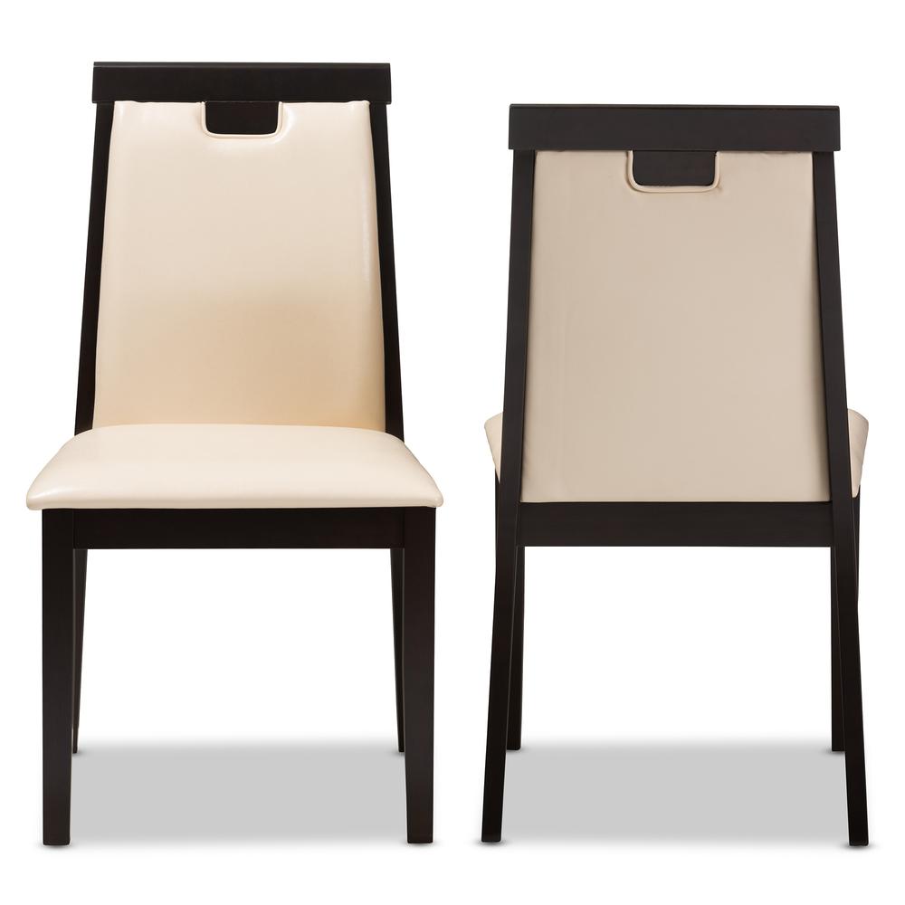 Leather Upholstered and Dark Brown Finished Dining Chair (Set of 2). Picture 9