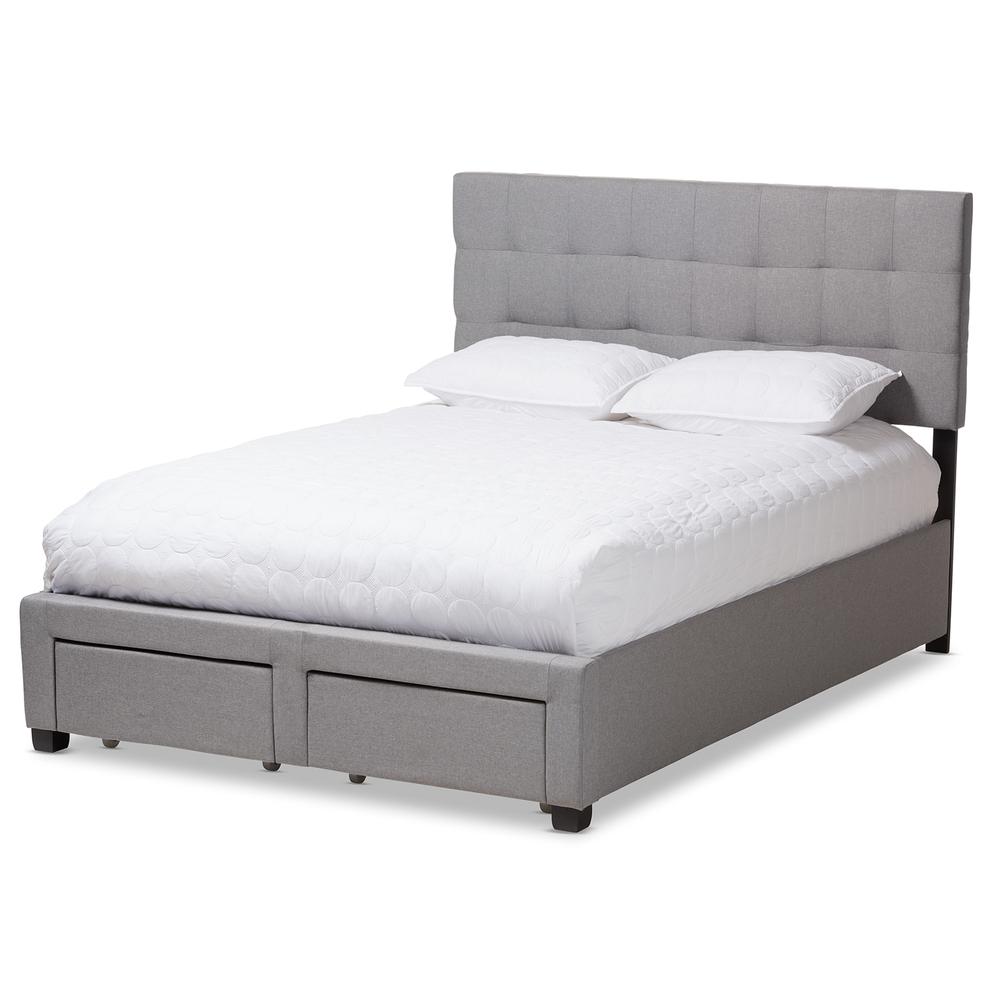 Tibault Modern and Contemporary Grey Fabric Upholstered Queen Size Storage Bed. Picture 14