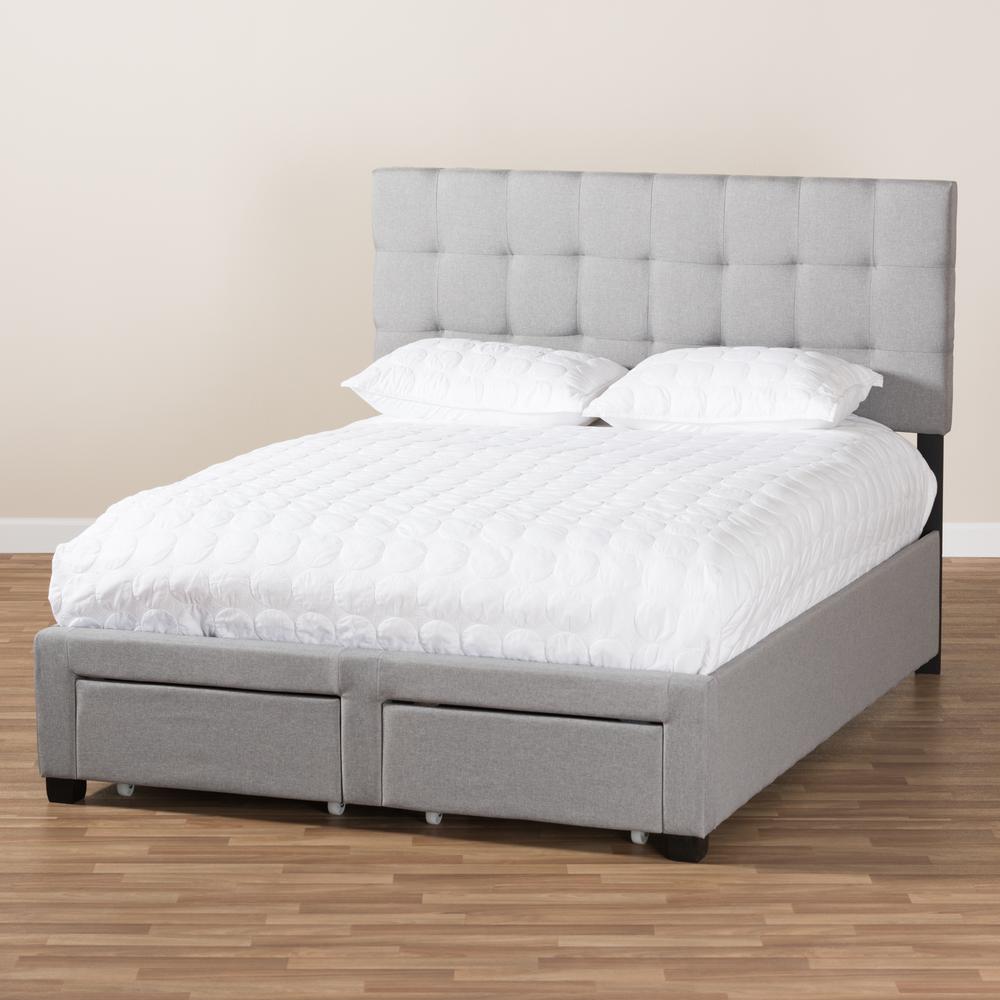 Tibault Modern and Contemporary Grey Fabric Upholstered Queen Size Storage Bed. Picture 24