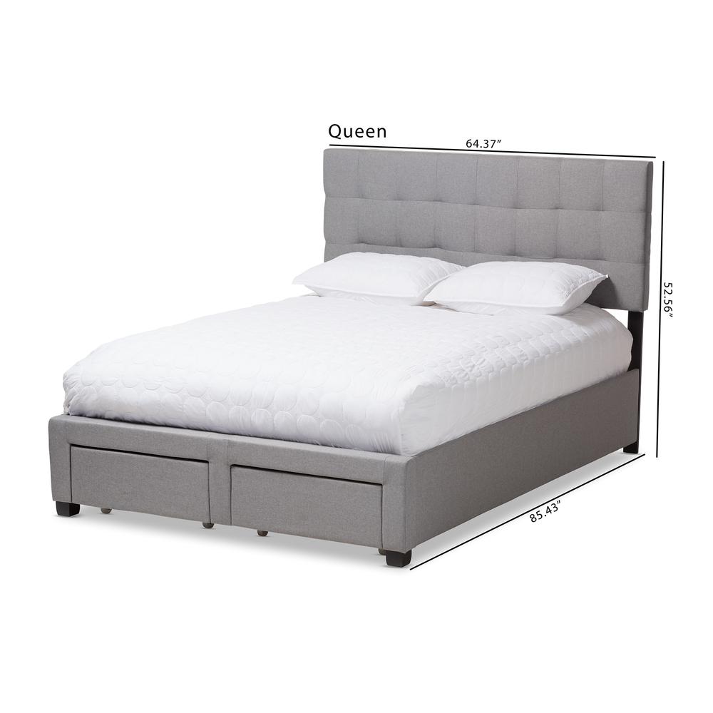Tibault Modern and Contemporary Grey Fabric Upholstered Queen Size Storage Bed. Picture 25