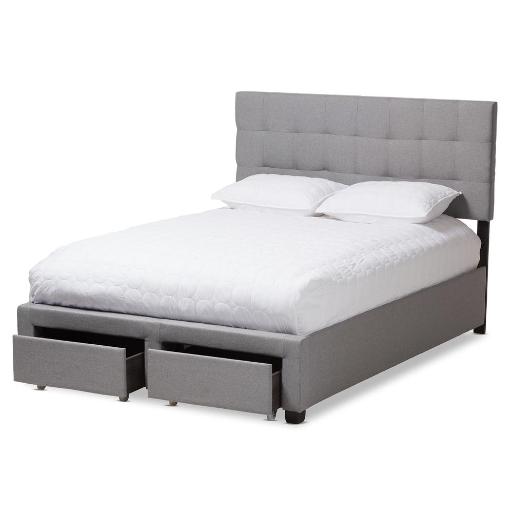 Tibault Modern and Contemporary Grey Fabric Upholstered Queen Size Storage Bed. Picture 15