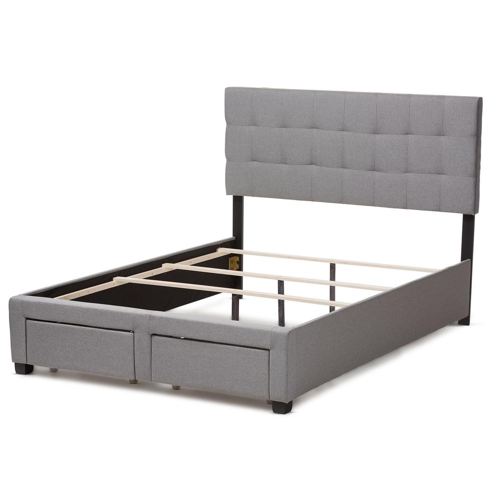 Tibault Modern and Contemporary Grey Fabric Upholstered Queen Size Storage Bed. Picture 17