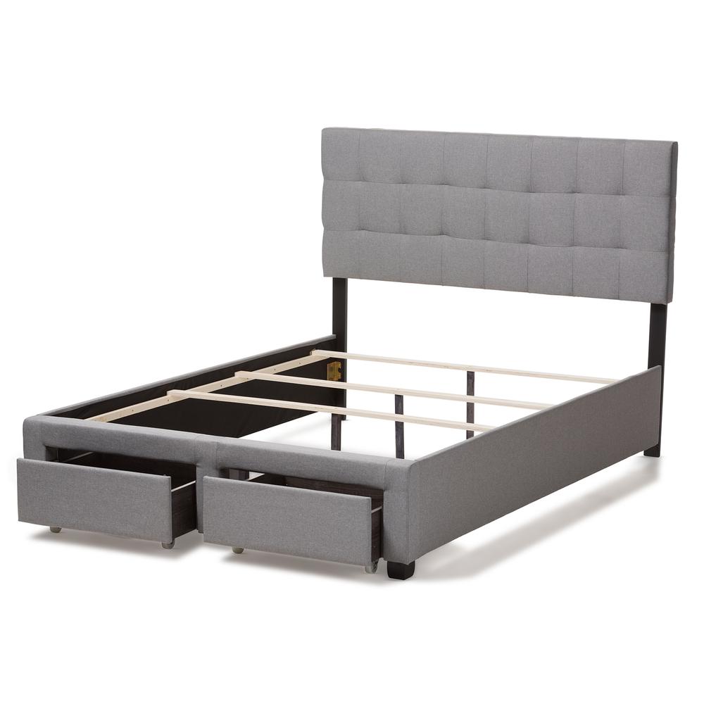 Tibault Modern and Contemporary Grey Fabric Upholstered Queen Size Storage Bed. Picture 18