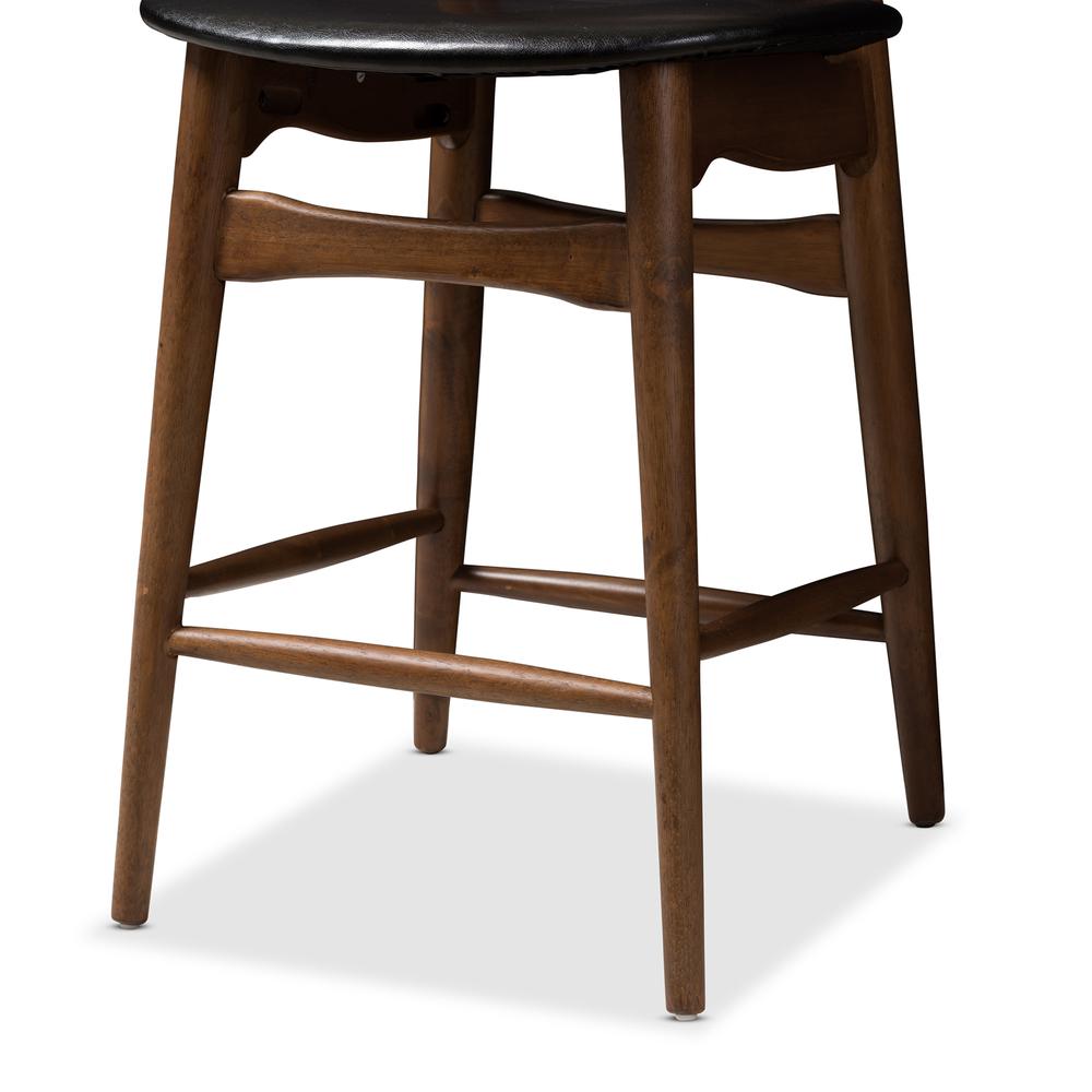 Leather Upholstered Walnut Finished Counter Stool (Set of 2). Picture 13