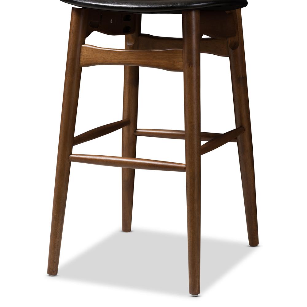 Leather Upholstered Walnut Finished Bar Stool (Set of 2). Picture 13