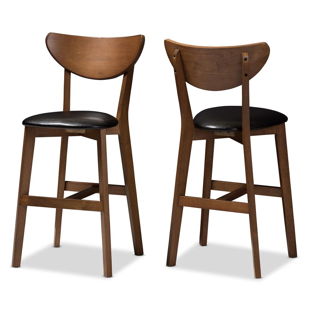 Leather Upholstered Walnut Finished Counter Stool (Set of 2). Picture 9