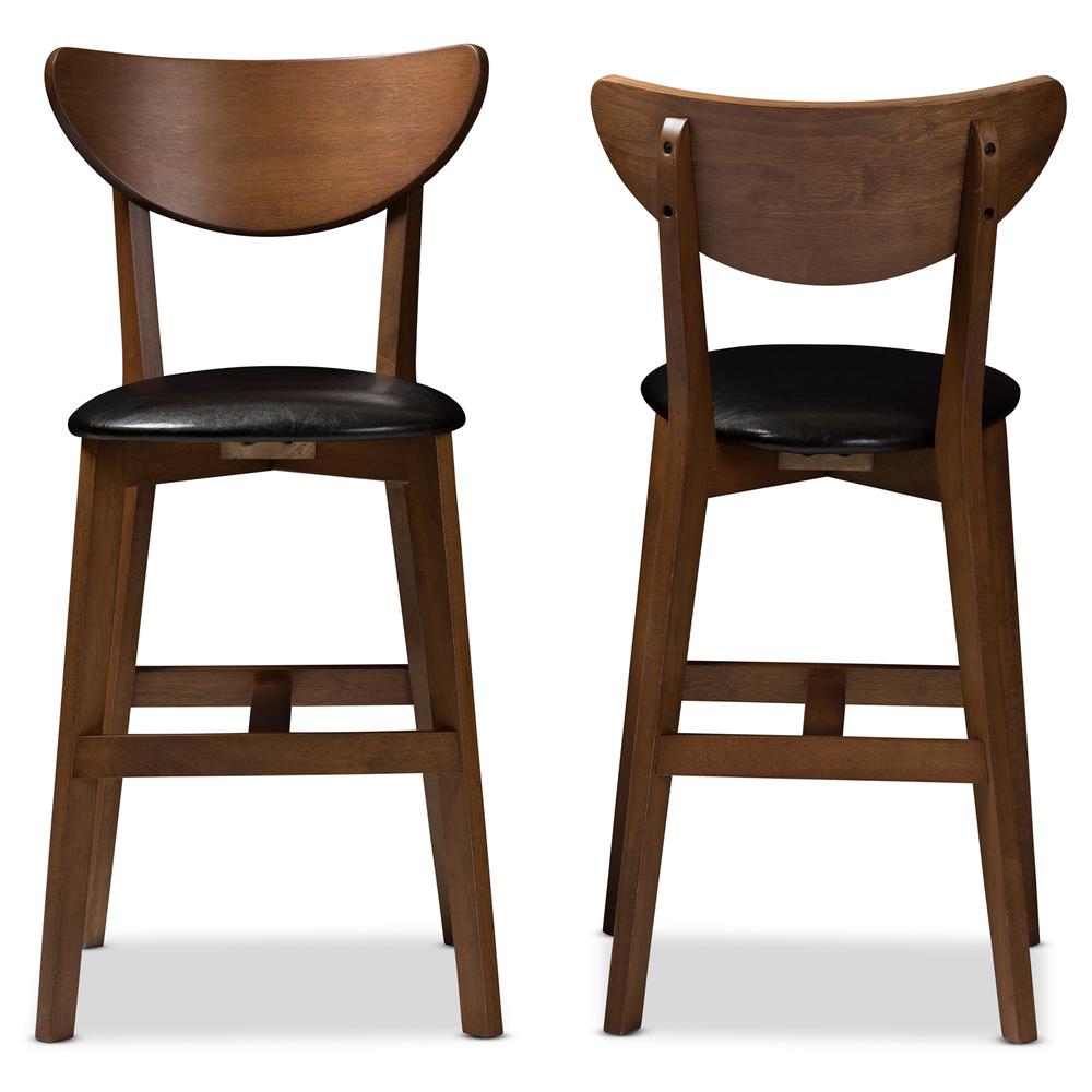 Leather Upholstered Walnut Finished Counter Stool (Set of 2). Picture 10
