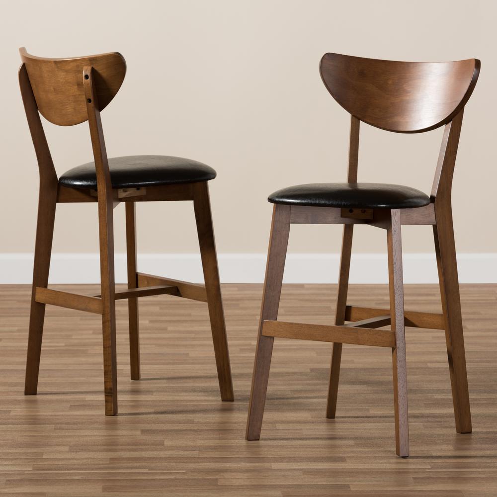 Leather Upholstered Walnut Finished Counter Stool (Set of 2). Picture 15