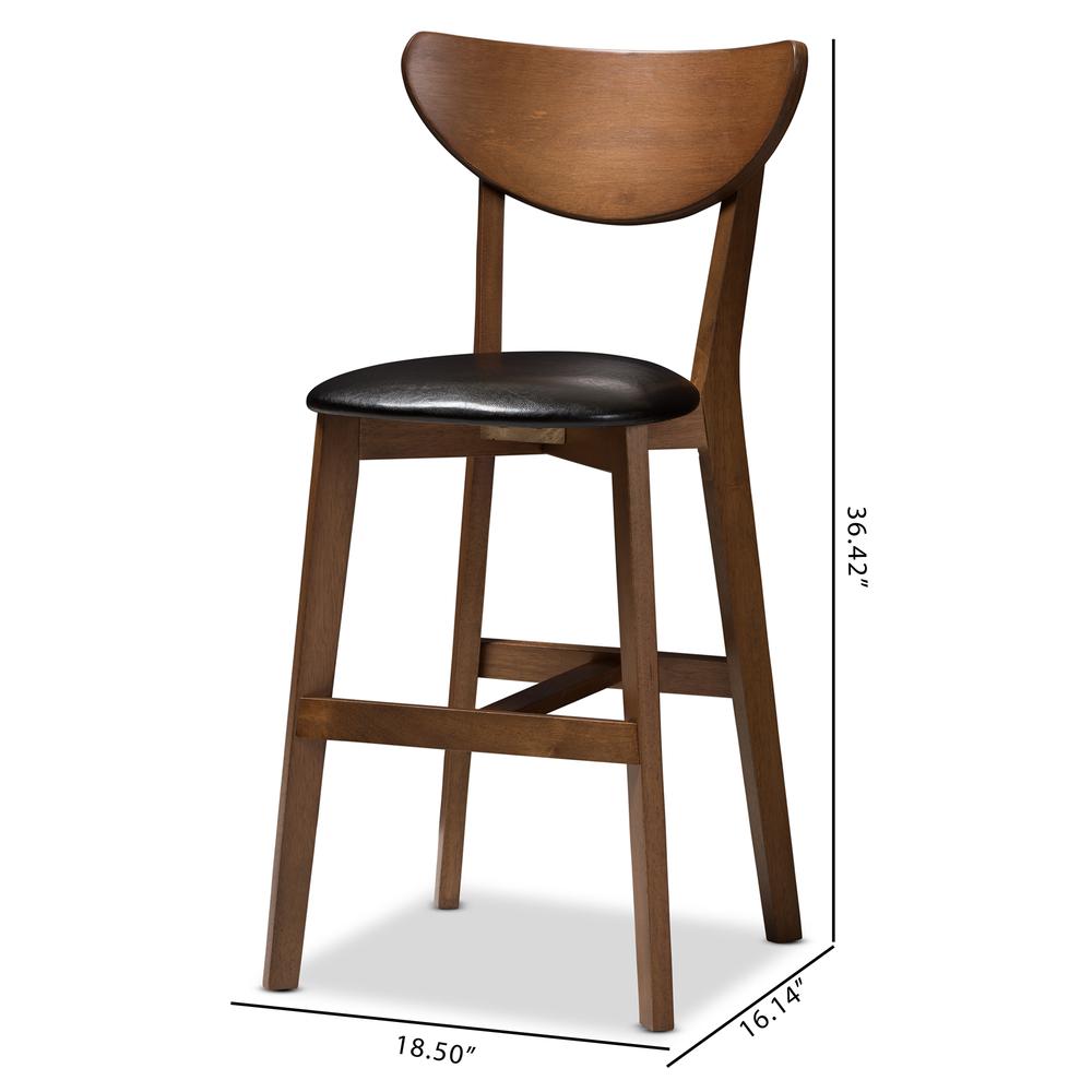 Leather Upholstered Walnut Finished Counter Stool (Set of 2). Picture 16