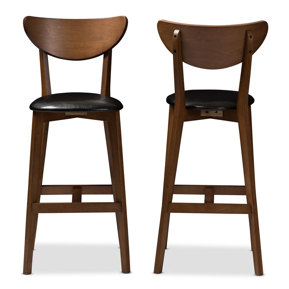 Leather Upholstered Walnut Finished Bar Stool (Set of 2). Picture 10