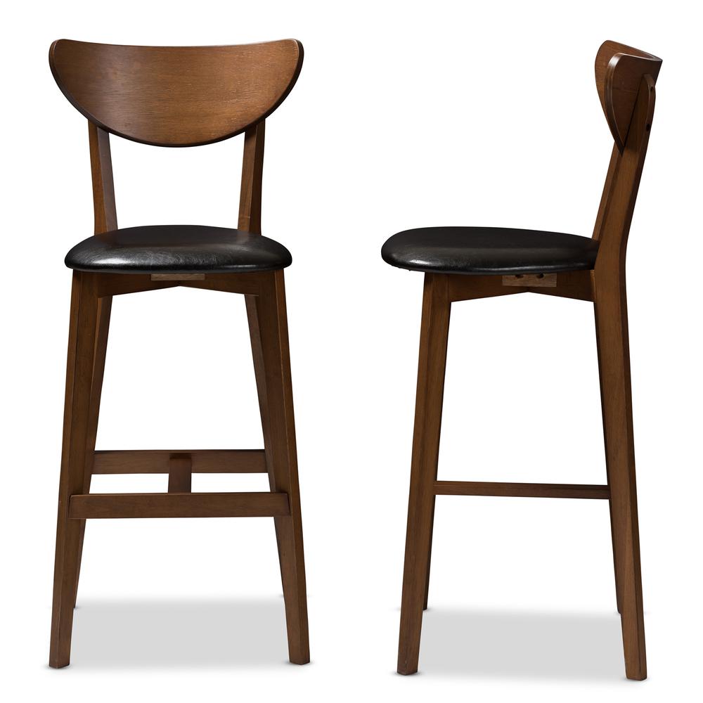Leather Upholstered Walnut Finished Bar Stool (Set of 2). Picture 11