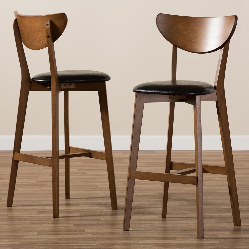 Leather Upholstered Walnut Finished Bar Stool (Set of 2). Picture 15