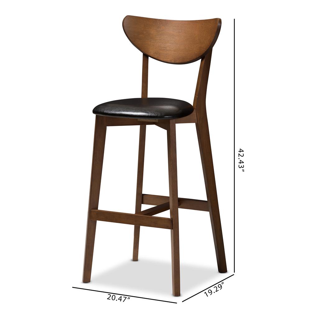 Leather Upholstered Walnut Finished Bar Stool (Set of 2). Picture 16