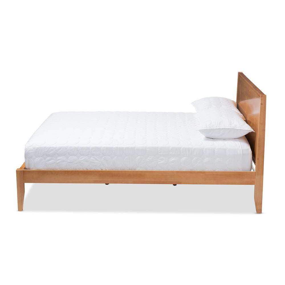 Marana Modern and Rustic Natural Oak and Pine Finished Wood Queen Size Platform Bed. Picture 4