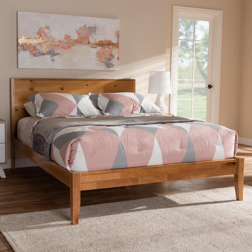 Marana Modern and Rustic Natural Oak and Pine Finished Wood Full Size Platform Bed. Picture 7