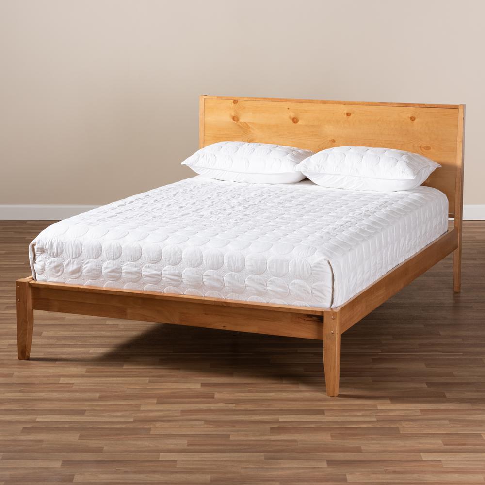 Marana Modern and Rustic Natural Oak and Pine Finished Wood Queen Size Platform Bed. Picture 8