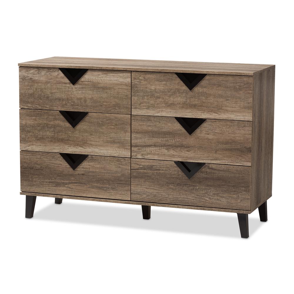 Baxton Studio Wales Modern and Contemporary Light Brown Wood 6-Drawer Dresser. Picture 11