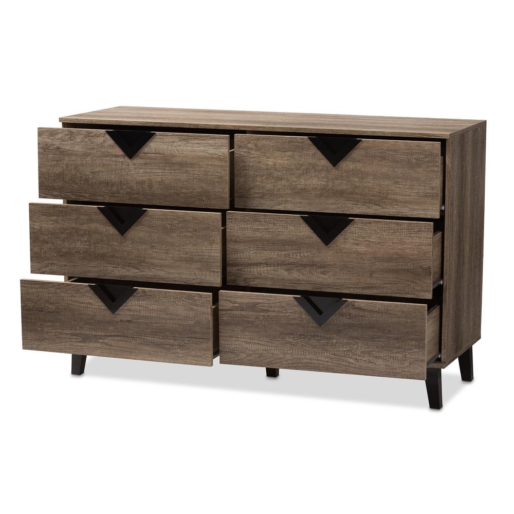 Baxton Studio Wales Modern and Contemporary Light Brown Wood 6-Drawer Dresser. Picture 12
