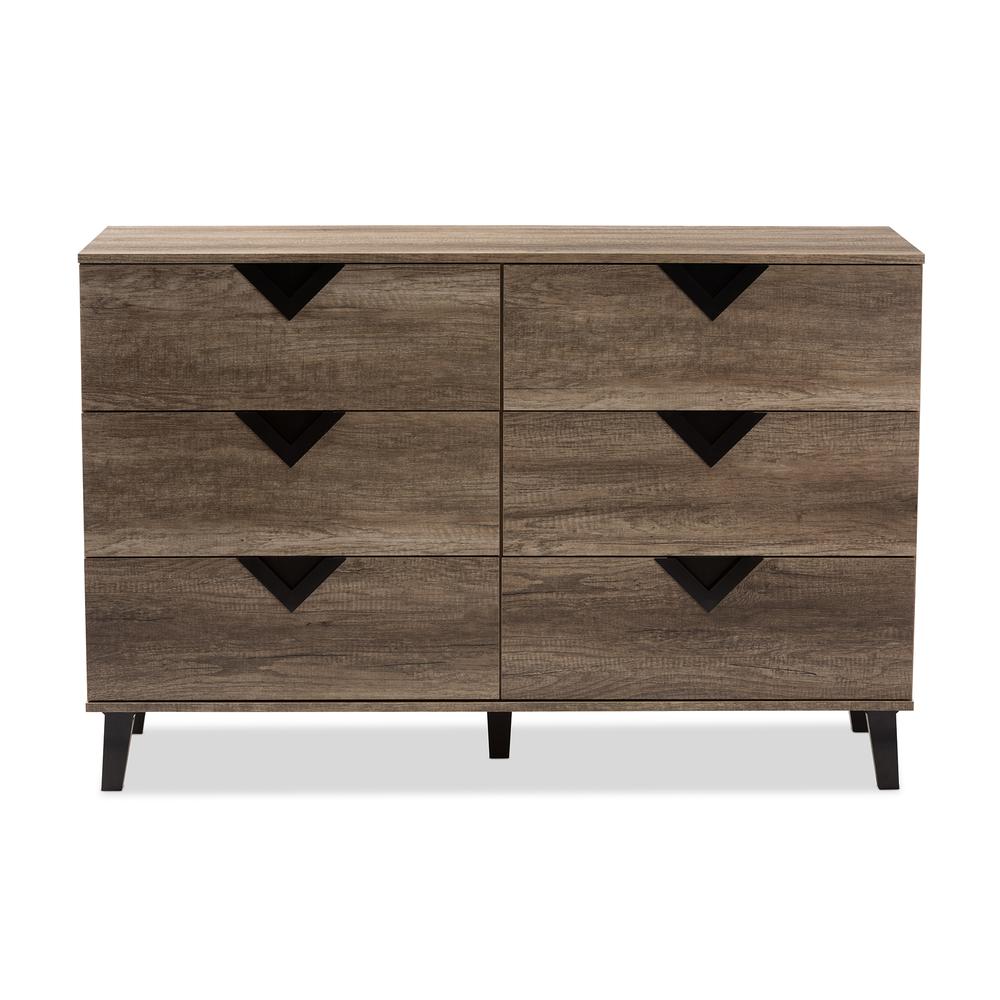 Baxton Studio Wales Modern and Contemporary Light Brown Wood 6-Drawer Dresser. Picture 13