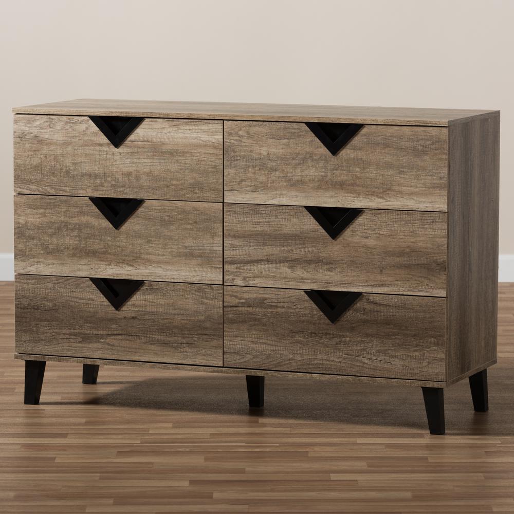 Baxton Studio Wales Modern and Contemporary Light Brown Wood 6-Drawer Dresser. Picture 19