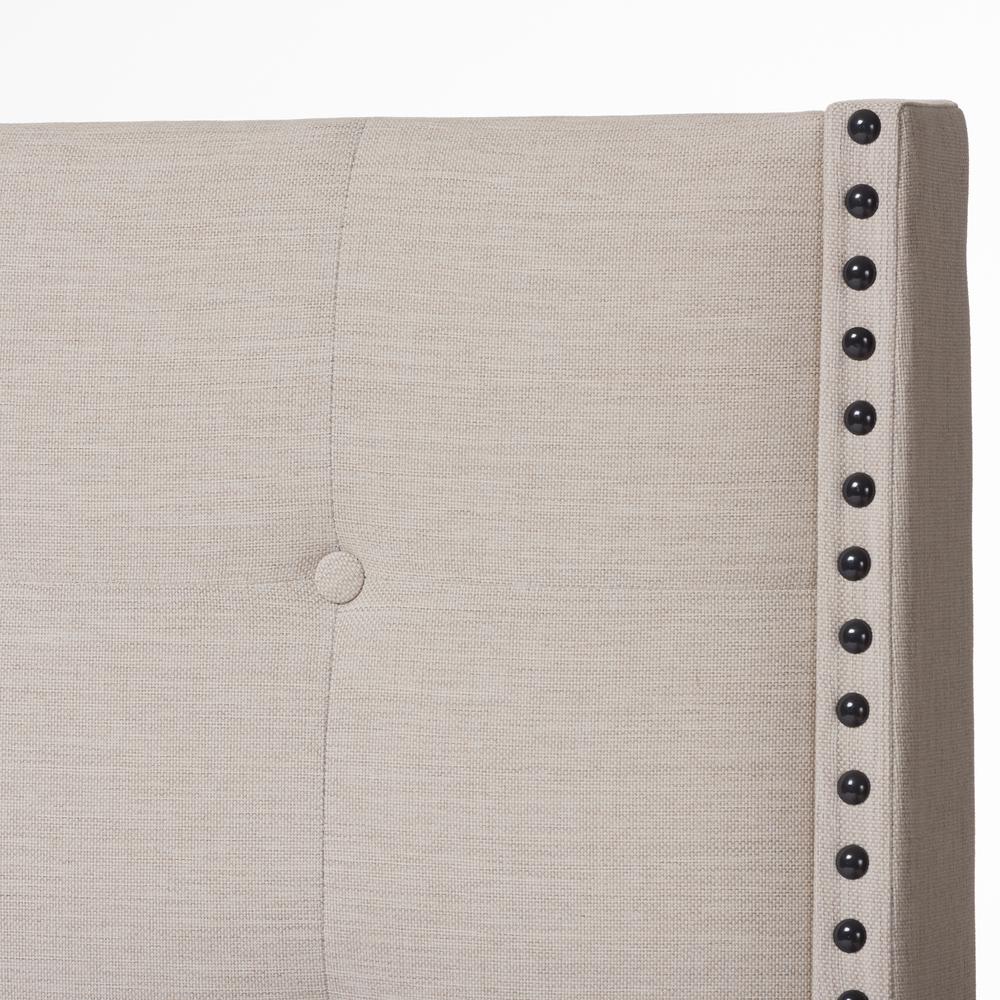 Georgette Modern and Contemporary Light Beige Fabric Upholstered Queen Size Bed. Picture 13