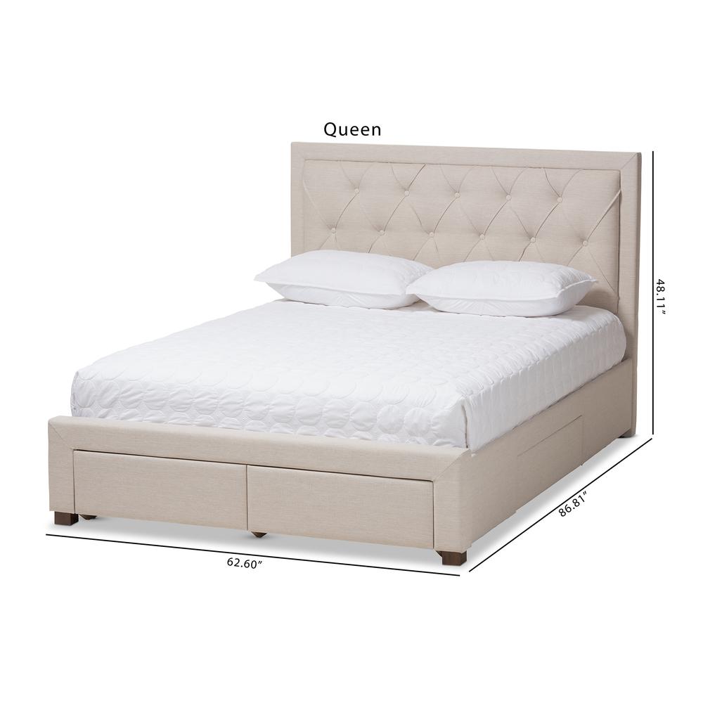 Light Beige Fabric Upholstered Queen Size Storage Bed. Picture 27