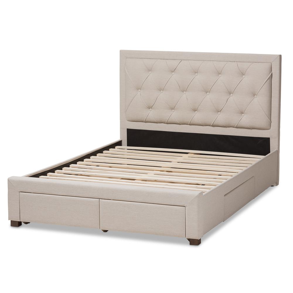 Light Beige Fabric Upholstered Queen Size Storage Bed. Picture 18