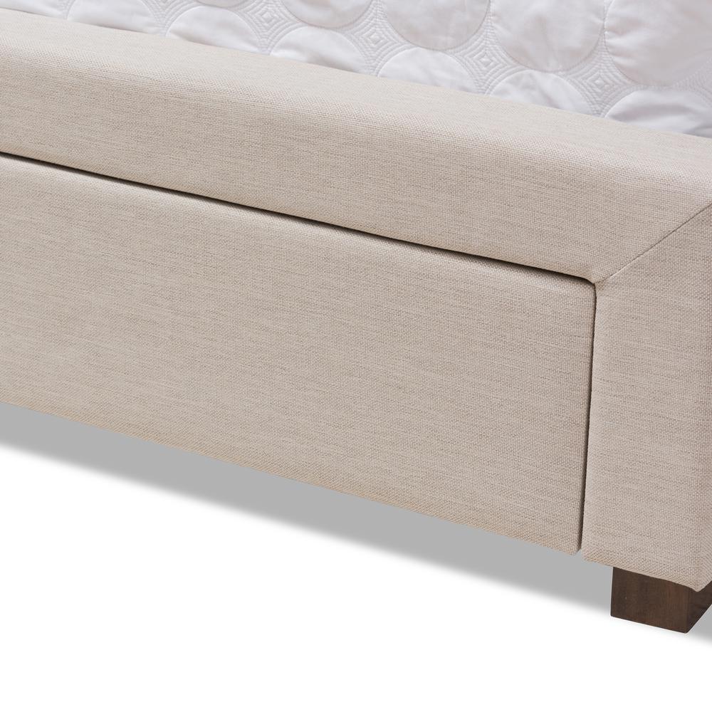 Light Beige Fabric Upholstered Queen Size Storage Bed. Picture 21