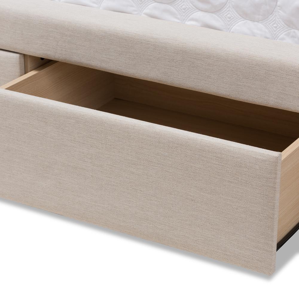 Light Beige Fabric Upholstered Queen Size Storage Bed. Picture 22