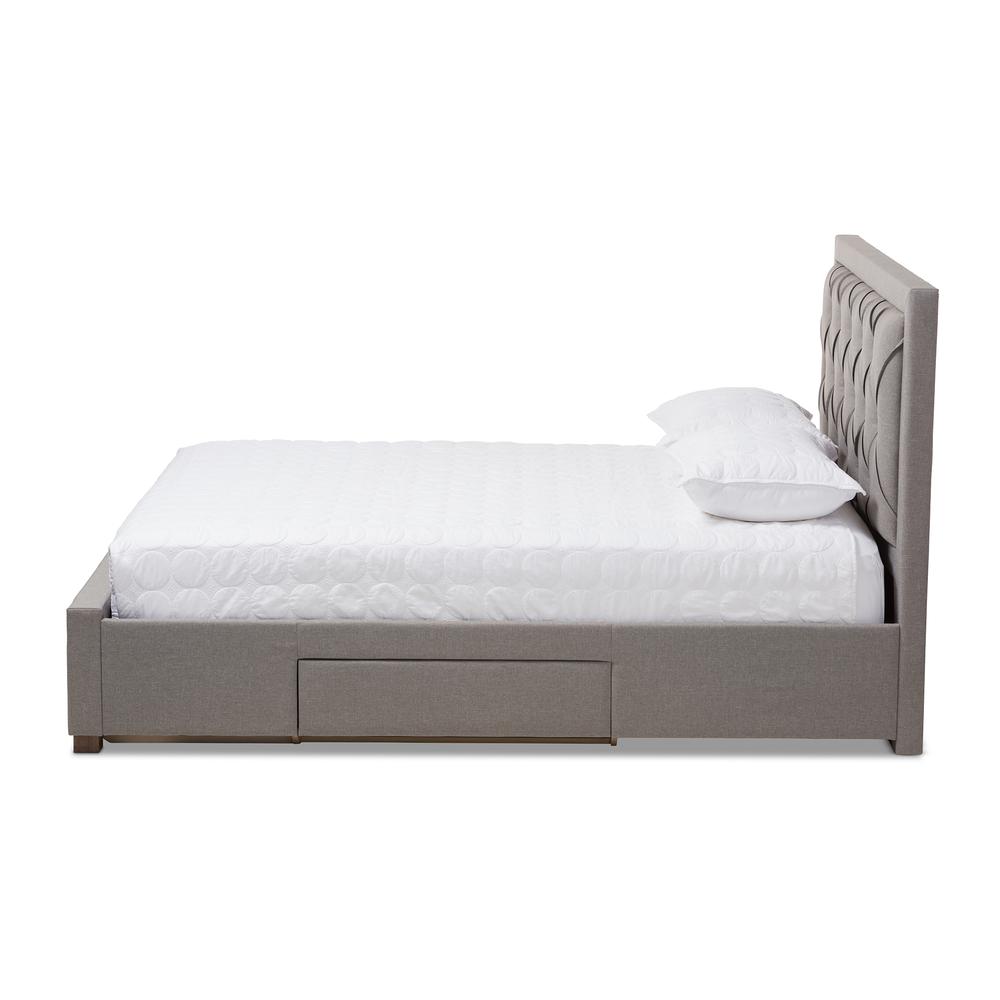 Light Grey Fabric Upholstered Queen Size Storage Bed. Picture 17