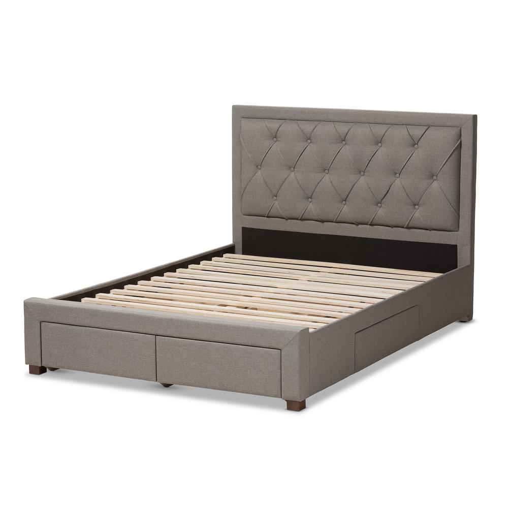 Light Grey Fabric Upholstered Queen Size Storage Bed. Picture 18