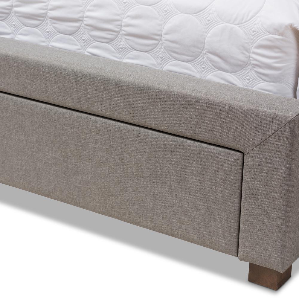 Light Grey Fabric Upholstered Queen Size Storage Bed. Picture 21