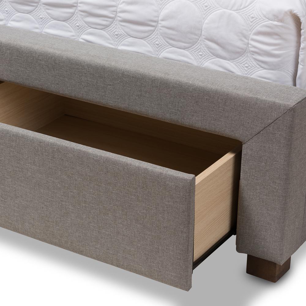 Light Grey Fabric Upholstered Queen Size Storage Bed. Picture 22
