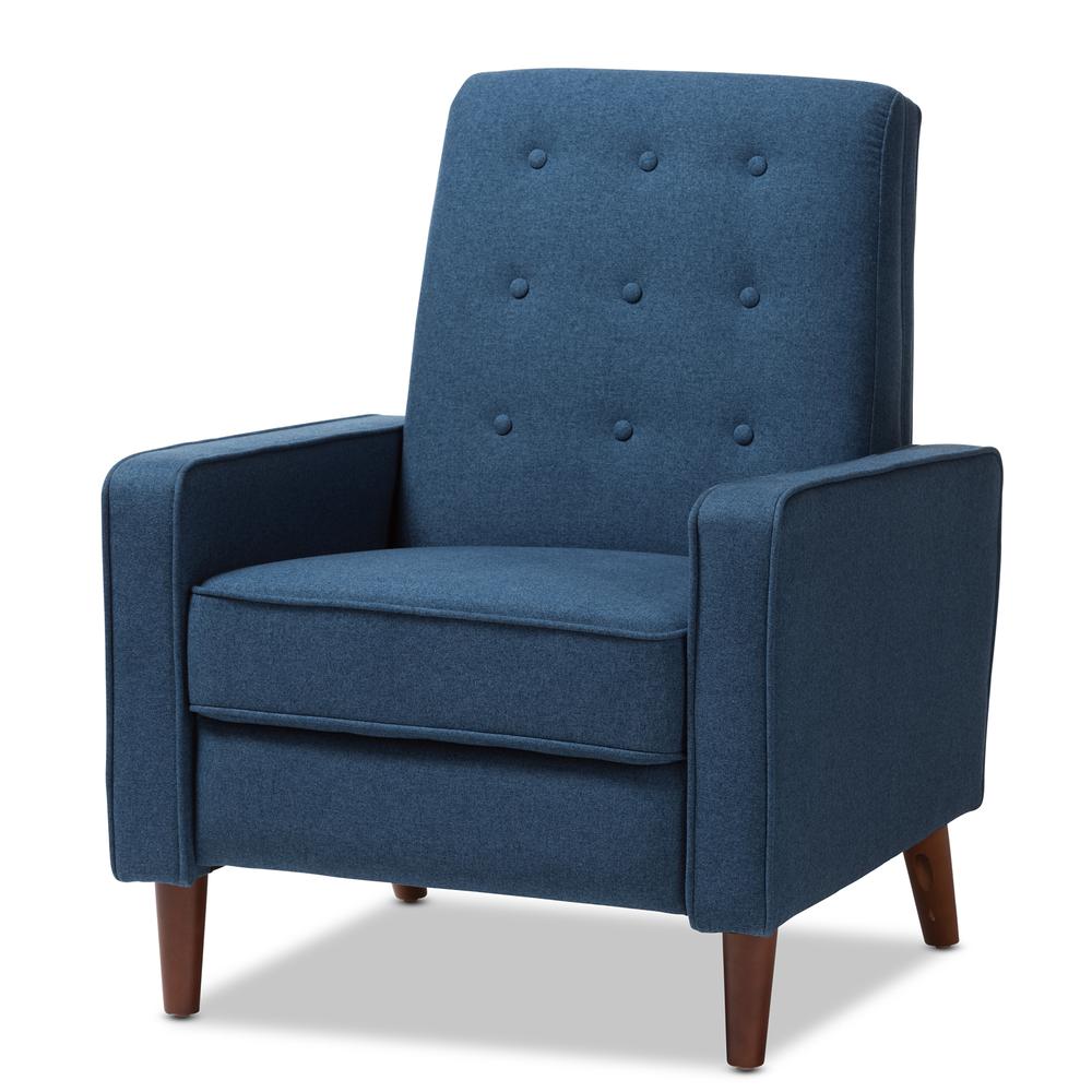 Baxton Studio Mathias Mid-century Modern Blue Fabric Upholstered Lounge Chair. Picture 13