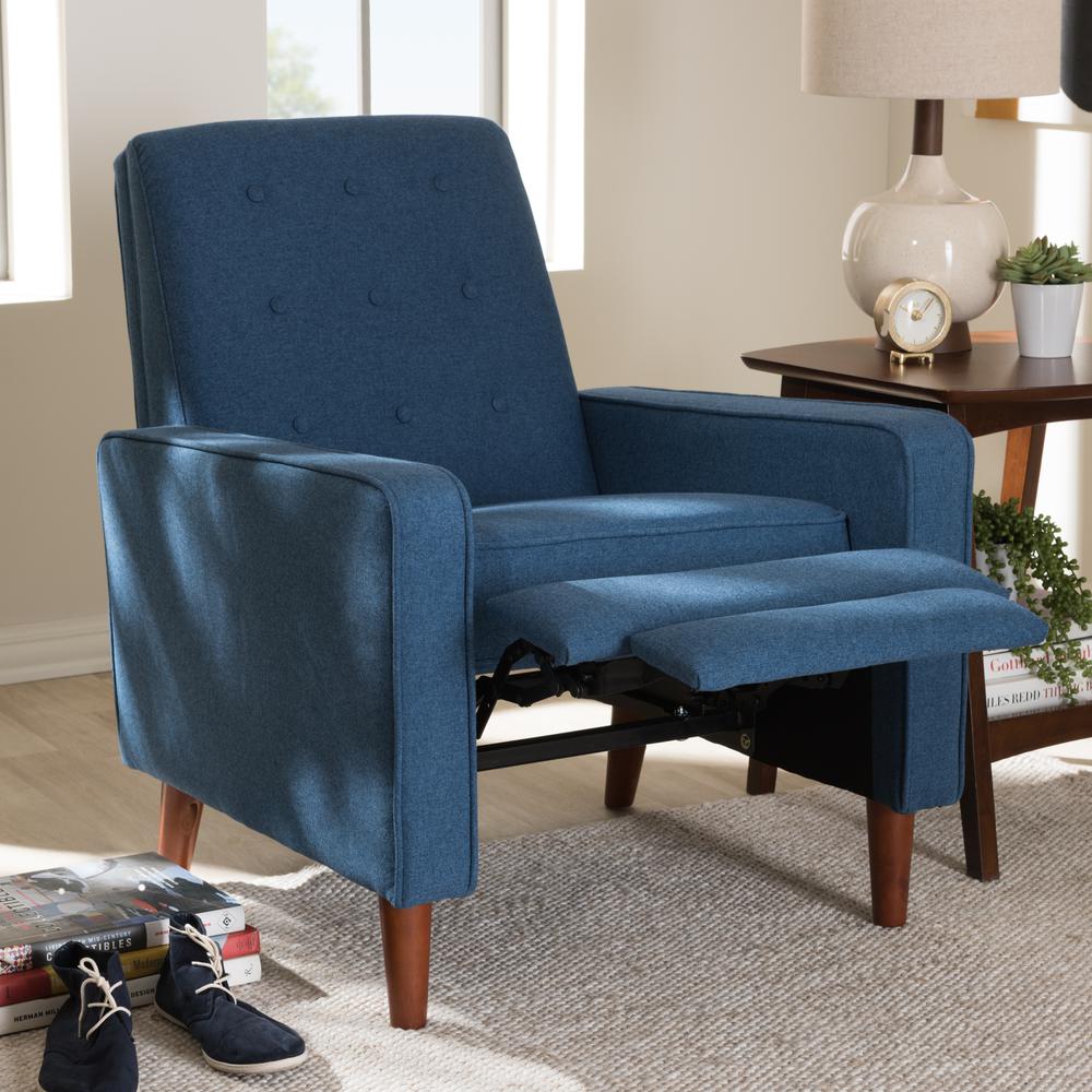 Baxton Studio Mathias Mid-century Modern Blue Fabric Upholstered Lounge Chair. Picture 22