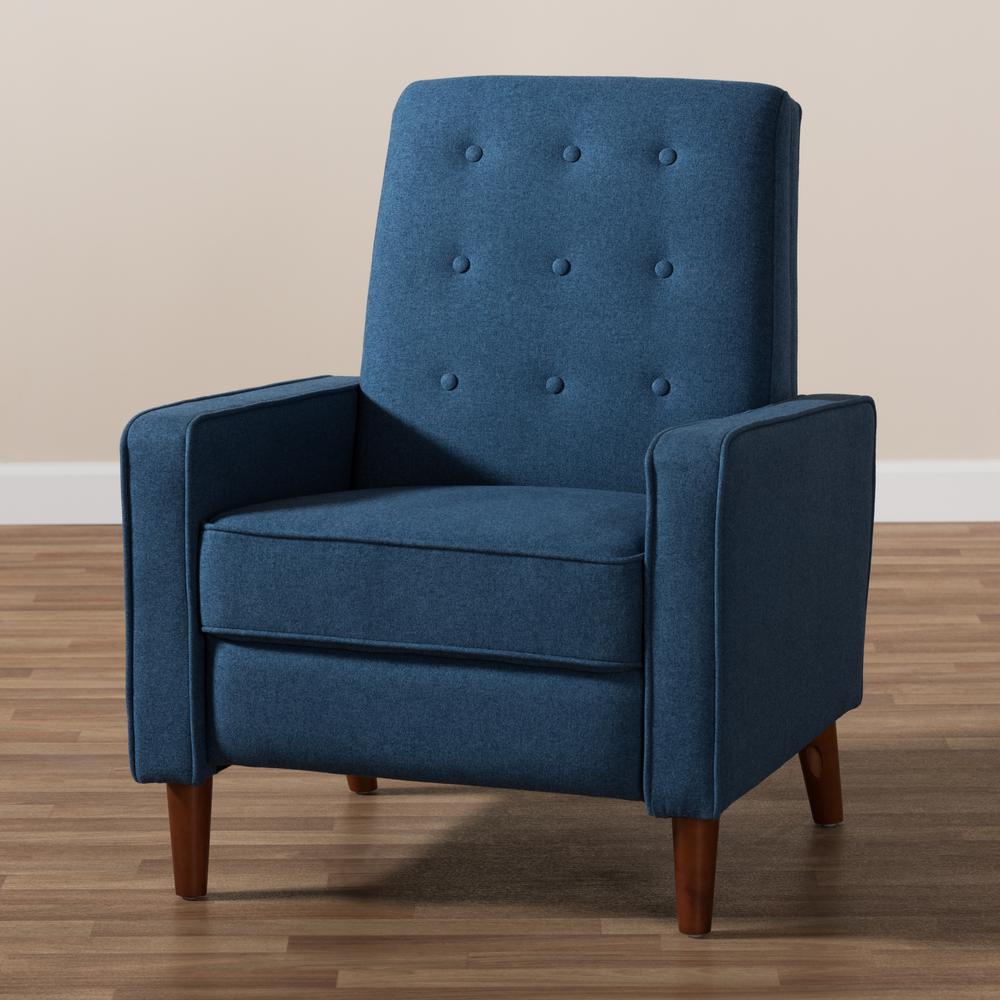 Baxton Studio Mathias Mid-century Modern Blue Fabric Upholstered Lounge Chair. Picture 23