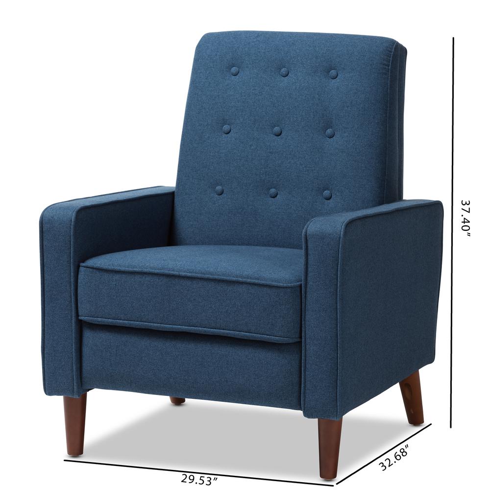 Baxton Studio Mathias Mid-century Modern Blue Fabric Upholstered Lounge Chair. Picture 24