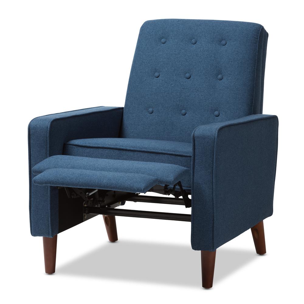 Baxton Studio Mathias Mid-century Modern Blue Fabric Upholstered Lounge Chair. Picture 14