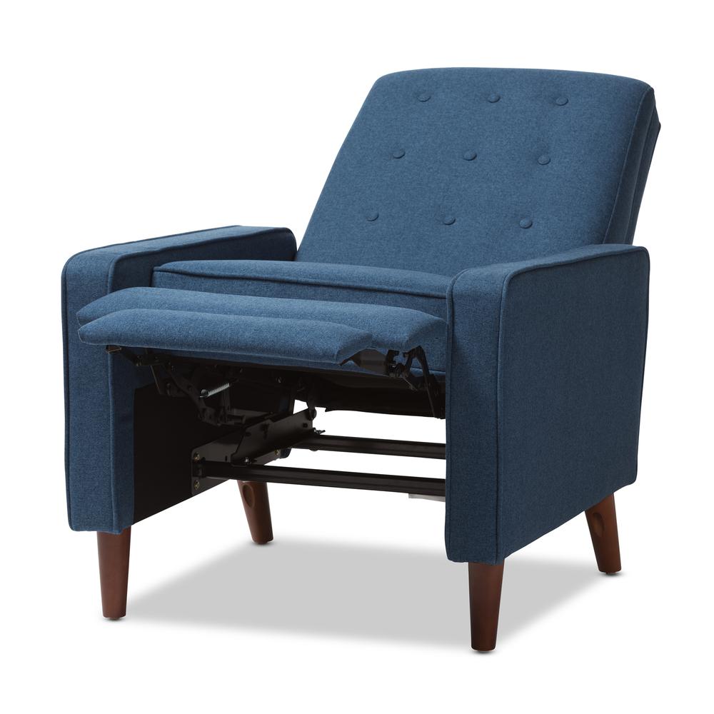 Baxton Studio Mathias Mid-century Modern Blue Fabric Upholstered Lounge Chair. Picture 15