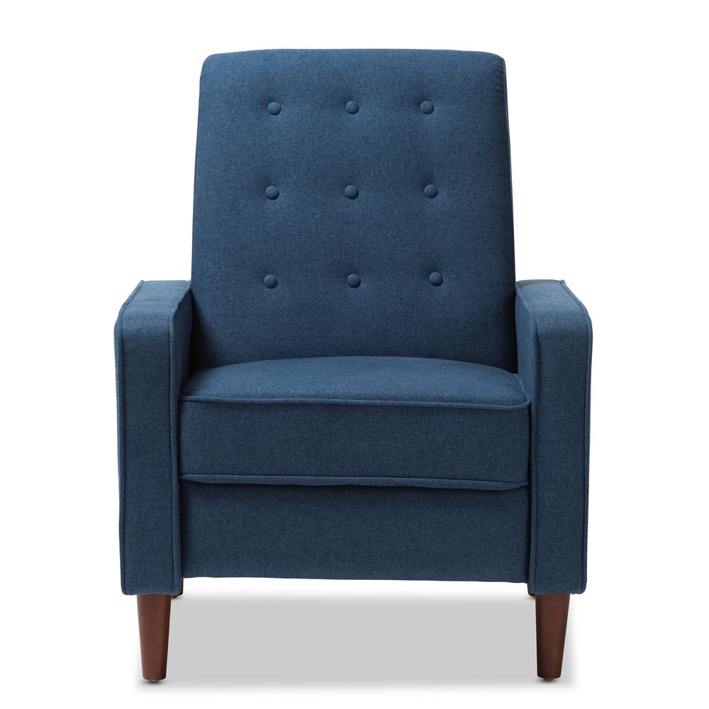 Baxton Studio Mathias Mid-century Modern Blue Fabric Upholstered Lounge Chair. Picture 16