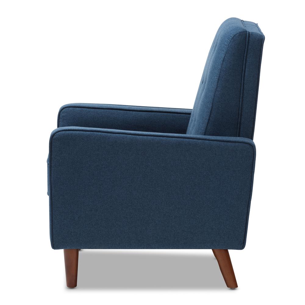Baxton Studio Mathias Mid-century Modern Blue Fabric Upholstered Lounge Chair. Picture 17
