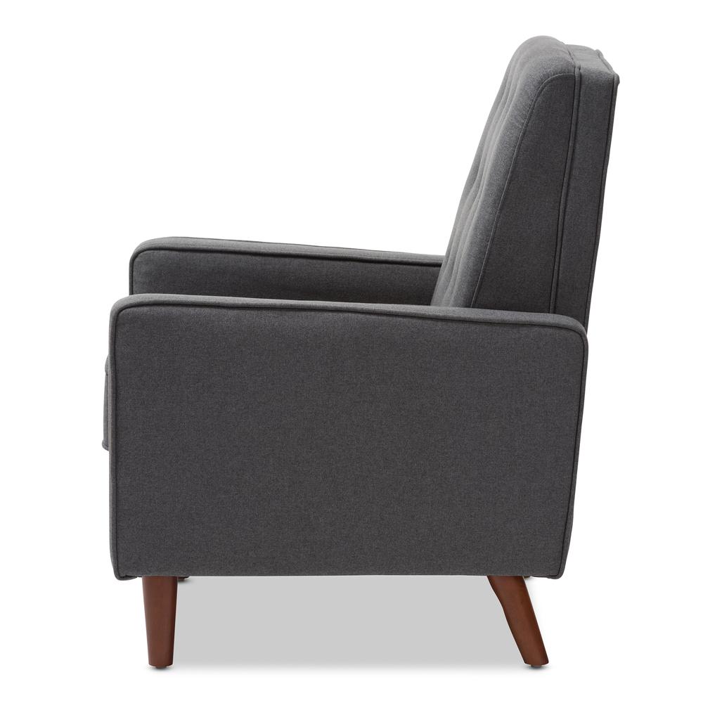 Baxton Studio Mathias Mid-century Modern Grey Fabric Upholstered Lounge Chair. Picture 17