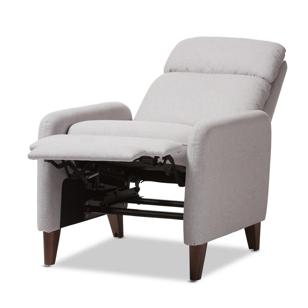 Casanova Mid-century Modern Light Grey Fabric Upholstered Lounge Chair. Picture 15